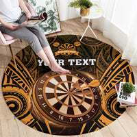 Personalised New Zealand Darts Round Carpet Gold Dart Board Maori Pattern LT05 - Polynesian Pride
