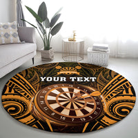 Personalised New Zealand Darts Round Carpet Gold Dart Board Maori Pattern LT05 - Polynesian Pride