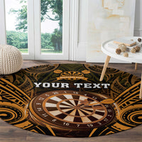 Personalised New Zealand Darts Round Carpet Gold Dart Board Maori Pattern LT05 - Polynesian Pride