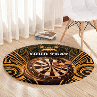 Personalised New Zealand Darts Round Carpet Gold Dart Board Maori Pattern LT05 - Polynesian Pride