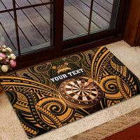 Personalised New Zealand Darts Rubber Doormat Gold Dart Board Maori Pattern LT05 - Polynesian Pride
