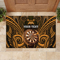 Personalised New Zealand Darts Rubber Doormat Gold Dart Board Maori Pattern LT05 - Polynesian Pride
