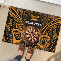 Personalised New Zealand Darts Rubber Doormat Gold Dart Board Maori Pattern LT05 - Polynesian Pride