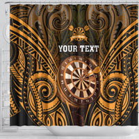 Personalised New Zealand Darts Shower Curtain Gold Dart Board Maori Pattern LT05 - Polynesian Pride
