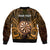 Personalised New Zealand Darts Sleeve Zip Bomber Jacket Gold Dart Board Maori Pattern