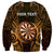 Personalised New Zealand Darts Sweatshirt Gold Dart Board Maori Pattern