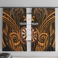 Personalised New Zealand Darts Window Curtain Gold Dart Board Maori Pattern LT05 With Hooks Gold - Polynesian Pride
