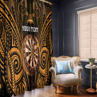 Personalised New Zealand Darts Window Curtain Gold Dart Board Maori Pattern LT05 - Polynesian Pride