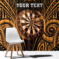 Personalised New Zealand Darts Window Curtain Gold Dart Board Maori Pattern LT05 - Polynesian Pride