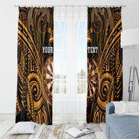 Personalised New Zealand Darts Window Curtain Gold Dart Board Maori Pattern LT05 - Polynesian Pride