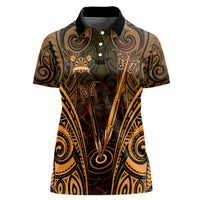Personalised New Zealand Darts Women Polo Shirt Gold Dart Board Maori Pattern LT05 Female Gold - Polynesian Pride