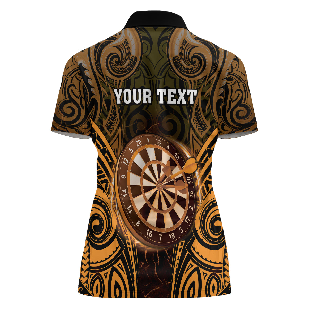 Personalised New Zealand Darts Women Polo Shirt Gold Dart Board Maori Pattern LT05 - Polynesian Pride