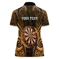 Personalised New Zealand Darts Women Polo Shirt Gold Dart Board Maori Pattern LT05 - Polynesian Pride