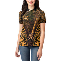 Personalised New Zealand Darts Women Polo Shirt Gold Dart Board Maori Pattern LT05 - Polynesian Pride