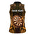 Personalised New Zealand Darts Women Sleeveless Polo Shirt Gold Dart Board Maori Pattern