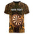 Personalised New Zealand Darts Women V-Neck T-Shirt Gold Dart Board Maori Pattern