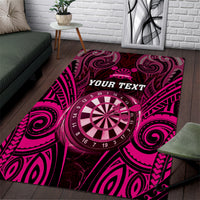 Personalised New Zealand Darts Area Rug Pink Dart Board Maori Pattern LT05 Pink - Polynesian Pride