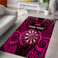 Personalised New Zealand Darts Area Rug Pink Dart Board Maori Pattern LT05 - Polynesian Pride