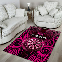 Personalised New Zealand Darts Area Rug Pink Dart Board Maori Pattern LT05 - Polynesian Pride