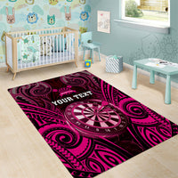 Personalised New Zealand Darts Area Rug Pink Dart Board Maori Pattern LT05 - Polynesian Pride