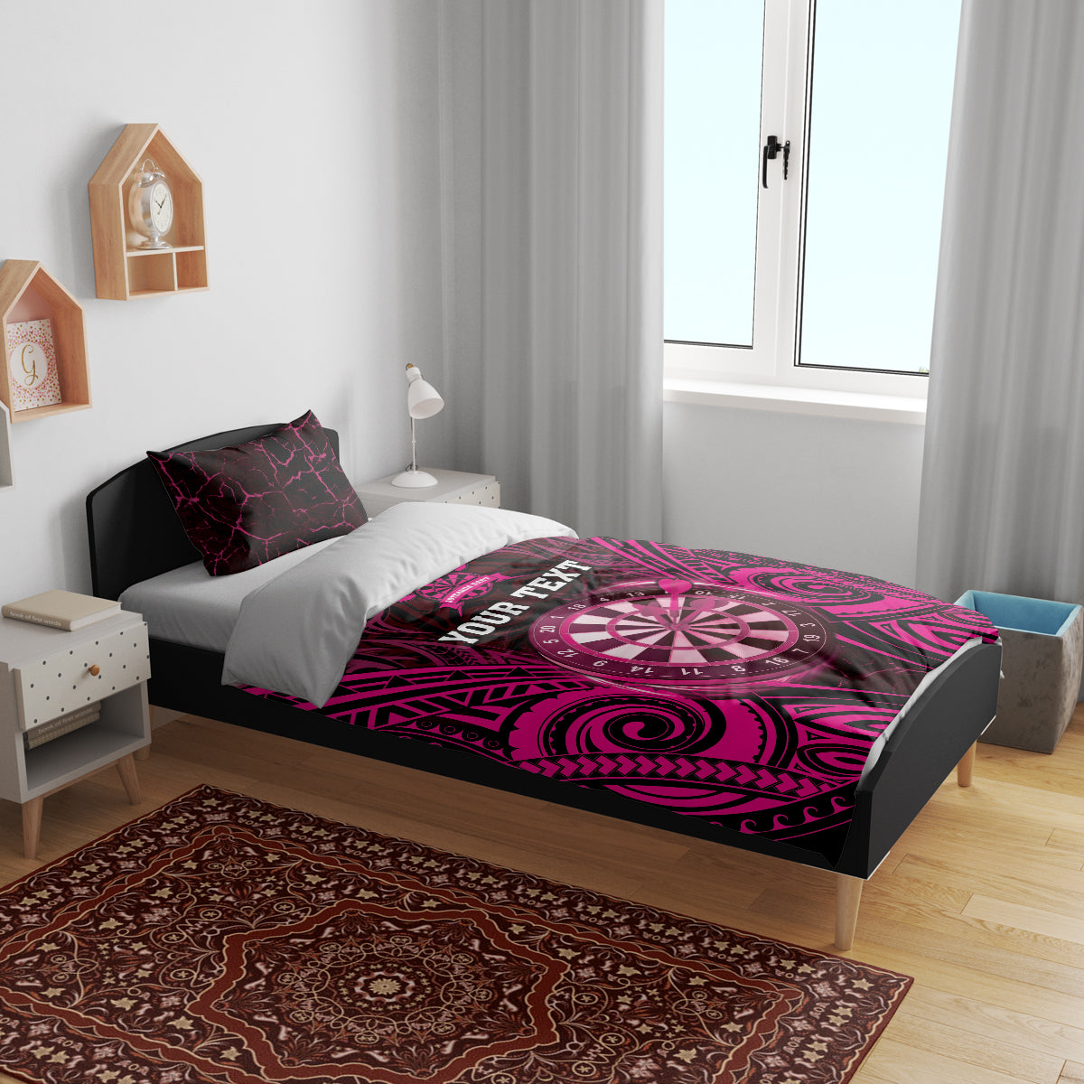 Personalised New Zealand Darts Bedding Set Pink Dart Board Maori Pattern LT05 - Polynesian Pride
