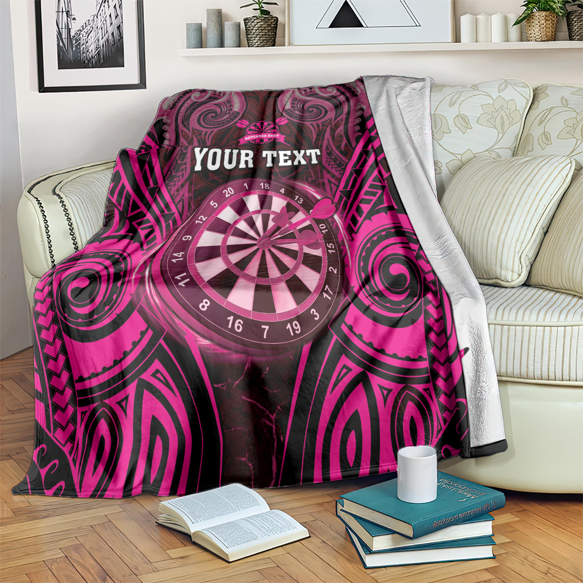 Personalised New Zealand Darts Blanket Pink Dart Board Maori Pattern LT05 Pink - Polynesian Pride