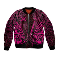 Personalised New Zealand Darts Bomber Jacket Pink Dart Board Maori Pattern LT05 Unisex Pink - Polynesian Pride