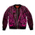 Personalised New Zealand Darts Bomber Jacket Pink Dart Board Maori Pattern