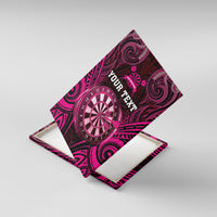Personalised New Zealand Darts Canvas Wall Art Pink Dart Board Maori Pattern LT05 With Frame Pink - Polynesian Pride