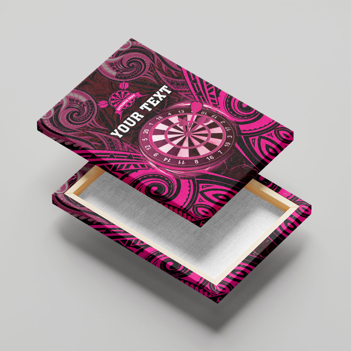 Personalised New Zealand Darts Canvas Wall Art Pink Dart Board Maori Pattern LT05 - Polynesian Pride