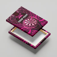 Personalised New Zealand Darts Canvas Wall Art Pink Dart Board Maori Pattern LT05 - Polynesian Pride
