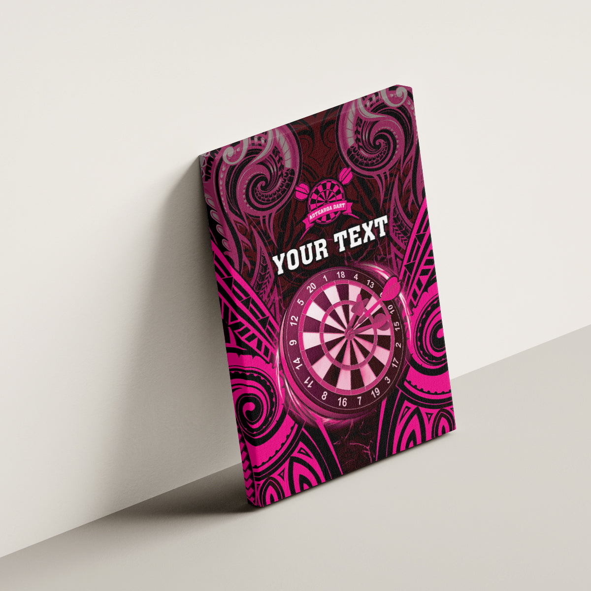 Personalised New Zealand Darts Canvas Wall Art Pink Dart Board Maori Pattern LT05 - Polynesian Pride