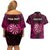 Personalised New Zealand Darts Couples Matching Off Shoulder Short Dress and Hawaiian Shirt Pink Dart Board Maori Pattern