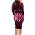 Personalised New Zealand Darts Family Matching Long Sleeve Bodycon Dress and Hawaiian Shirt Pink Dart Board Maori Pattern