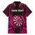 Personalised New Zealand Darts Family Matching Off The Shoulder Long Sleeve Dress and Hawaiian Shirt Pink Dart Board Maori Pattern