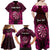 Personalised New Zealand Darts Family Matching Off Shoulder Maxi Dress and Hawaiian Shirt Pink Dart Board Maori Pattern