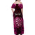 Personalised New Zealand Darts Family Matching Off Shoulder Maxi Dress and Hawaiian Shirt Pink Dart Board Maori Pattern