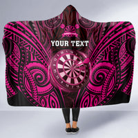 Personalised New Zealand Darts Hooded Blanket Pink Dart Board Maori Pattern LT05 - Polynesian Pride