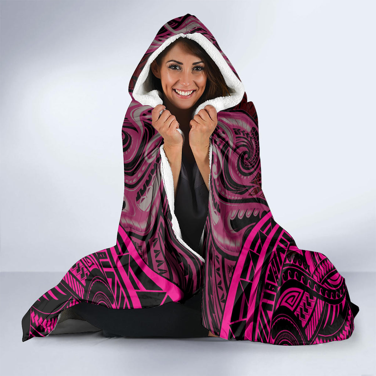 Personalised New Zealand Darts Hooded Blanket Pink Dart Board Maori Pattern LT05 - Polynesian Pride