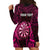 Personalised New Zealand Darts Hoodie Dress Pink Dart Board Maori Pattern