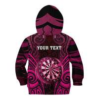 Personalised New Zealand Darts Kid Hoodie Pink Dart Board Maori Pattern LT05 - Polynesian Pride