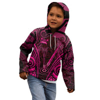 Personalised New Zealand Darts Kid Hoodie Pink Dart Board Maori Pattern LT05 - Polynesian Pride