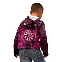 Personalised New Zealand Darts Kid Hoodie Pink Dart Board Maori Pattern LT05 - Polynesian Pride