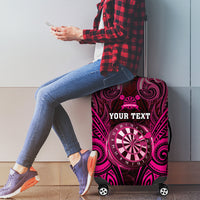 Personalised New Zealand Darts Luggage Cover Pink Dart Board Maori Pattern LT05 - Polynesian Pride