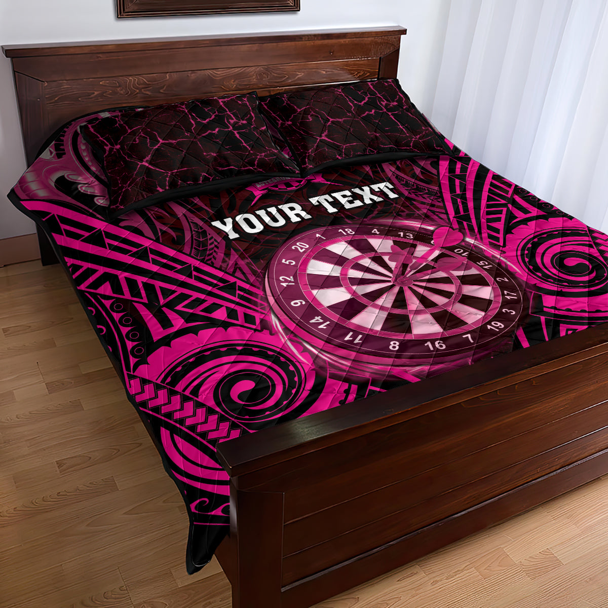 Personalised New Zealand Darts Quilt Bed Set Pink Dart Board Maori Pattern LT05 - Polynesian Pride
