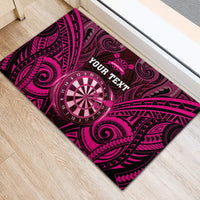 Personalised New Zealand Darts Rubber Doormat Pink Dart Board Maori Pattern LT05 - Polynesian Pride