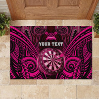 Personalised New Zealand Darts Rubber Doormat Pink Dart Board Maori Pattern LT05 - Polynesian Pride