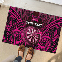 Personalised New Zealand Darts Rubber Doormat Pink Dart Board Maori Pattern LT05 - Polynesian Pride