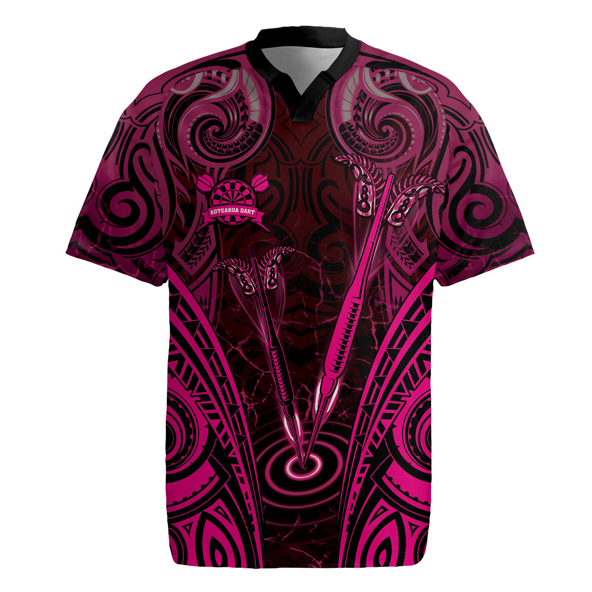 Personalised New Zealand Darts Rugby Jersey Pink Dart Board Maori Pattern LT05 Pink - Polynesian Pride