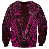 Personalised New Zealand Darts Sweatshirt Pink Dart Board Maori Pattern LT05 Unisex Pink - Polynesian Pride